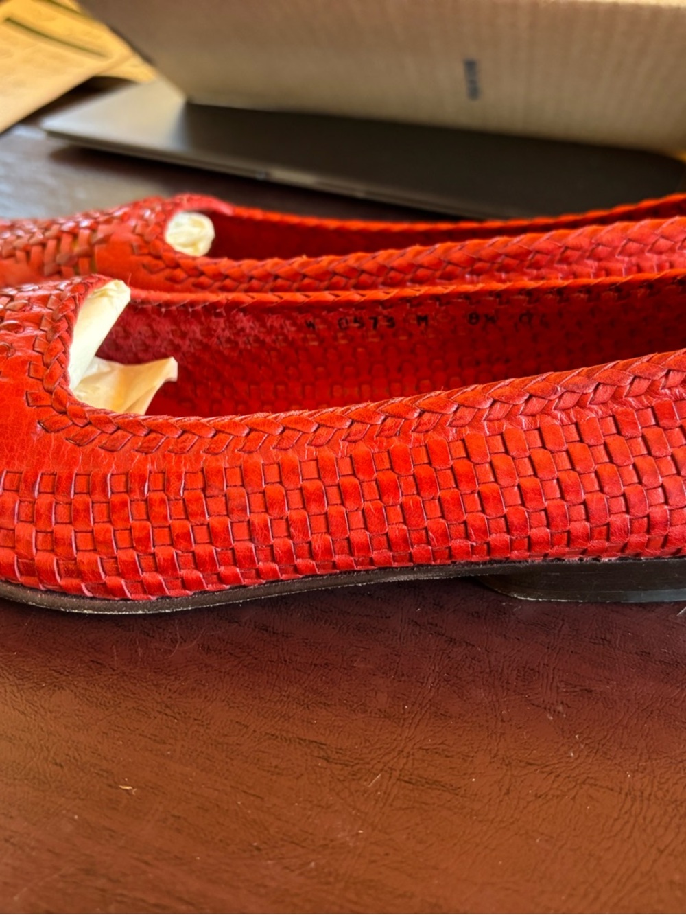 Cole Haan Red Woven Leather Slip-On Flats - Picture 7 of 7